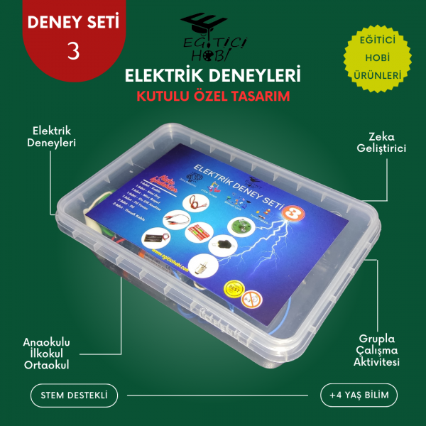 Kutulu, Elektrik Deney Seti - 3  Eğitici Hobi Bilim Seti