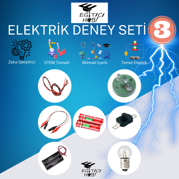 Kutulu, Elektrik Deney Seti - 3  Eğitici Hobi Bilim Seti