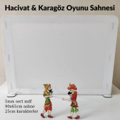 Hacivat ile Karagöz Oyunu Sahnesi Ahşap 90x65x30cm
