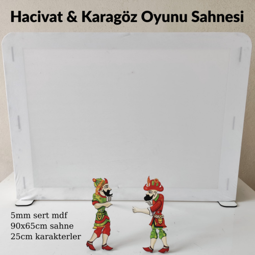 Hacivat ile Karagöz Oyunu Sahnesi Ahşap 90x65x30cm